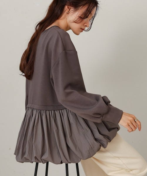 Bab(バブ)の「裾バルーンペプラムトップス(Tシャツ/カットソー・レディース・アイボリー/ベージュ/チャコールグレー・FREE)」の18枚目の写真