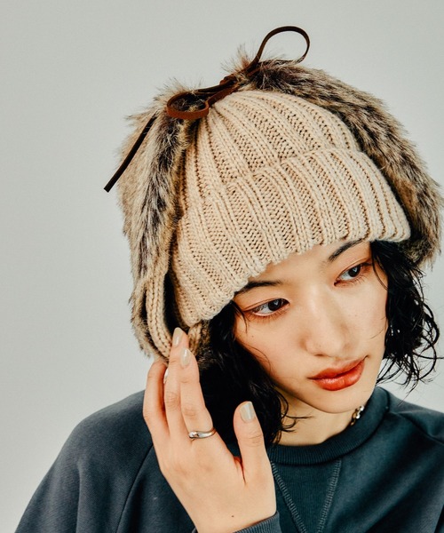 LEPSIM（レプシィム）の「フライトニットワッチ　210088（ニットキャップ/ビーニー・レディース・チャコールグレー/ベージュ・ONE SIZE）」の19枚目の写真