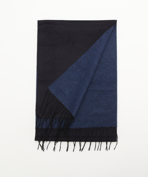 PIACENZA（ピアチェンツァ）の「PIACENZA(ピアツェンツァ) 別注 シルク/カシミヤ ダブルフェイスマフラー 30×170（マフラー・メンズ・ダークブルー・FREE）」の4枚目の写真