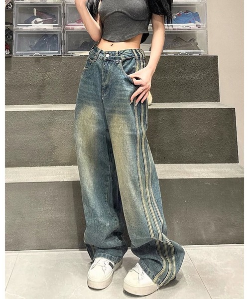 FUNdaysion（ファンデイション）の「配色ラインステッチデニムパンツ（デニムパンツ・レディース・ブルー・L/M/S）」の22枚目の写真
