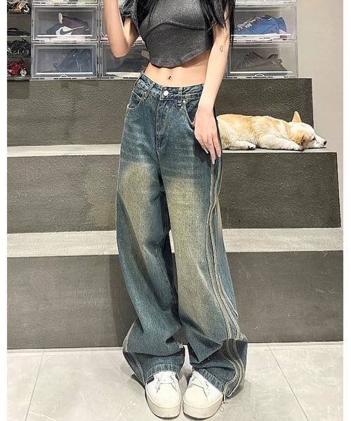 FUNdaysion（ファンデイション）の「配色ラインステッチデニムパンツ（デニムパンツ・レディース・ブルー・L/M/S）」の20枚目の写真