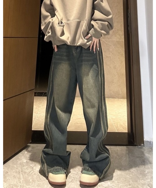 FUNdaysion（ファンデイション）の「配色ラインステッチデニムパンツ（デニムパンツ・レディース・ブルー・L/M/S）」の18枚目の写真