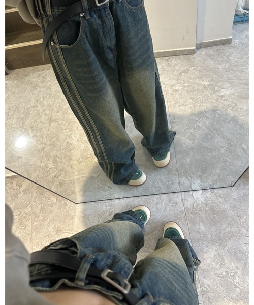 FUNdaysion（ファンデイション）の「配色ラインステッチデニムパンツ（デニムパンツ・レディース・ブルー・L/M/S）」の13枚目の写真