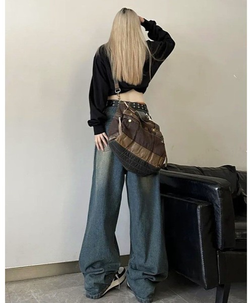 FUNdaysion（ファンデイション）の「配色ラインステッチデニムパンツ（デニムパンツ・レディース・ブルー・L/M/S）」の6枚目の写真