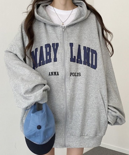 マウスラビット　パーカー　グレー　イェソン　韓国 セール】【裏起毛が登場！】 ジップアップパーカー 長袖 スウェット