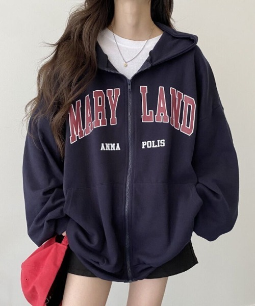 VIVID LADY(ビビッドレディー)の「【裏起毛が登場!】 ジップアップパーカー 長袖 スウェット 韓国ファッション(パーカー・レディース・ホワイト/ブラック/ネイビー/グレー・FREE)」の17枚目の写真
