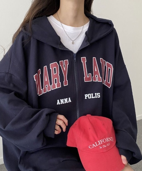 VIVID LADY(ビビッドレディー)の「【裏起毛が登場!】 ジップアップパーカー 長袖 スウェット 韓国ファッション(パーカー・レディース・ホワイト/ブラック/ネイビー/グレー・FREE)」の16枚目の写真