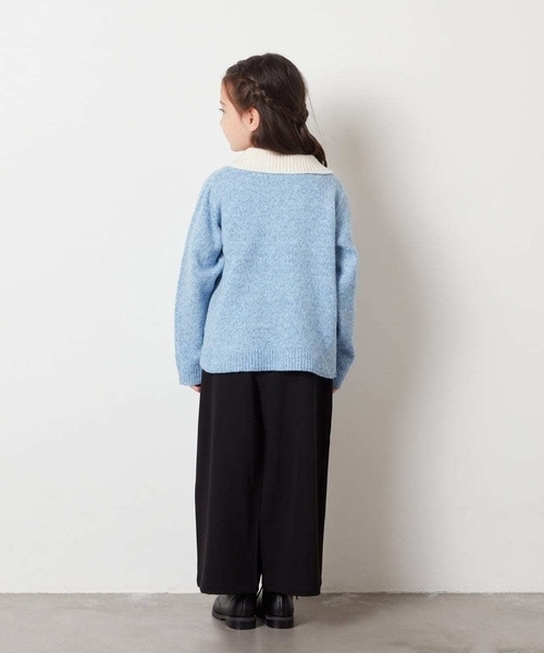 a.v.v（アーヴェヴェ）の「[140-150]襟付きバイカラーニット（ニット/セーター・キッズ・ダークインディゴブルー/ライトグレー・140/150）」の12枚目の写真