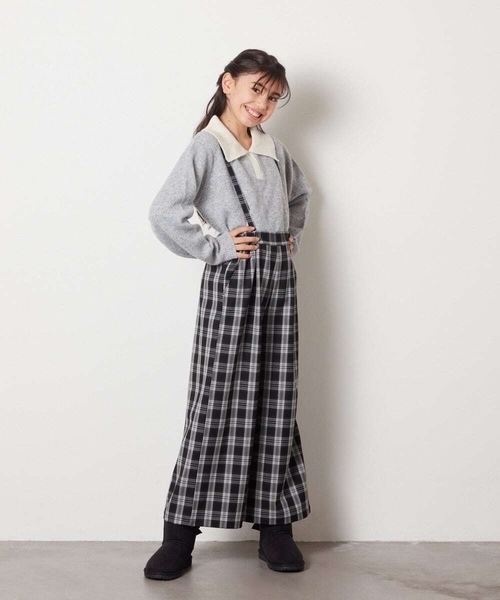 a.v.v（アーヴェヴェ）の「[140-150]襟付きバイカラーニット（ニット/セーター・キッズ・ダークインディゴブルー/ライトグレー・140/150）」の16枚目の写真