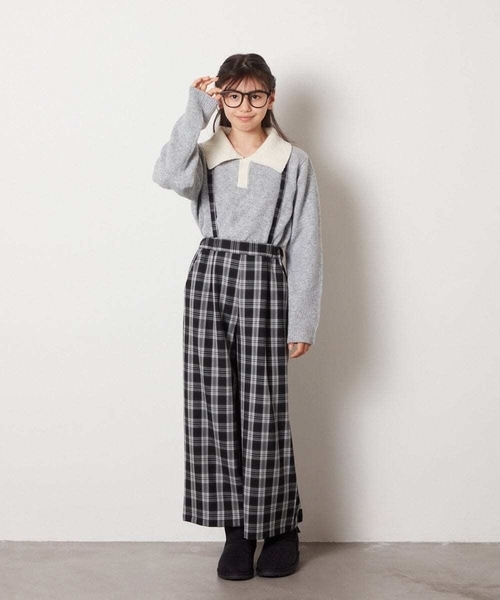 a.v.v（アーヴェヴェ）の「[140-150]襟付きバイカラーニット（ニット/セーター・キッズ・ダークインディゴブルー/ライトグレー・140/150）」の17枚目の写真