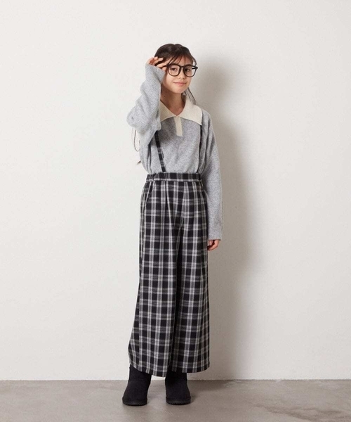 a.v.v（アーヴェヴェ）の「[140-150]襟付きバイカラーニット（ニット/セーター・キッズ・ダークインディゴブルー/ライトグレー・140/150）」の18枚目の写真