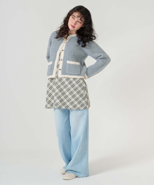 TINA：JOJUN（ティーナジョジュン）の「ボリューム ニットジャケット TINA：JOJUN（ノーカラージャケット・レディース・ブルー/アイボリー・M）」の17枚目の写真