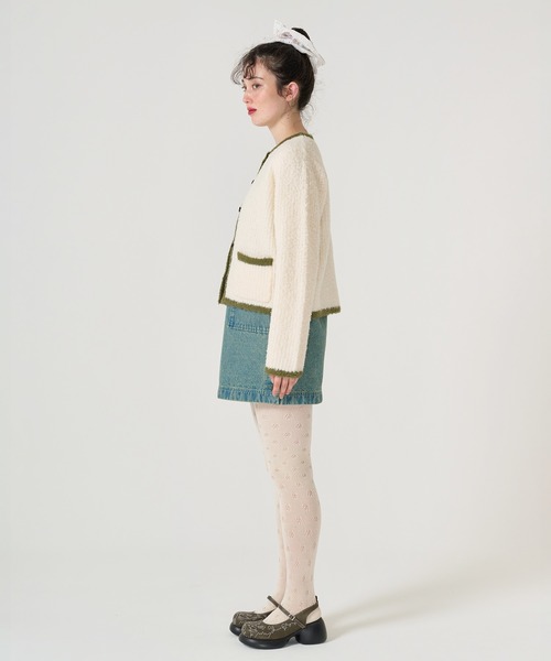 TINA：JOJUN（ティーナジョジュン）の「ボリューム ニットジャケット TINA：JOJUN（ノーカラージャケット・レディース・ブルー/アイボリー・M）」の15枚目の写真