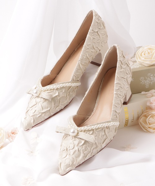 Lace Ladies(レースレディース)の「パール リボン ミドル ヒール パンプス(パンプス・レディース・アイボリー/グレー・22.5cm/23cm/23.5cm/24cm/24.5cm)」の10枚目の写真
