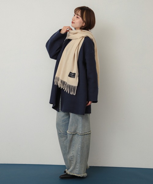 SENSE OF PLACE by URBAN RESEARCH（センスオブプレイスバイアーバンリサーチ）の「カシミヤ混ウールストール（ストール/ショール・レディース・ブルー/アイボリー/ブラック・ONE）」の16枚目の写真