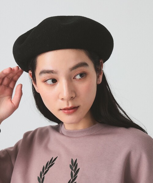 Ray BEAMS（レイビームス）の「リネン混 サーモベレー（ハンチング/ベレー帽・レディース・ブラック/ベージュ・ONE SIZE）」の2枚目の写真