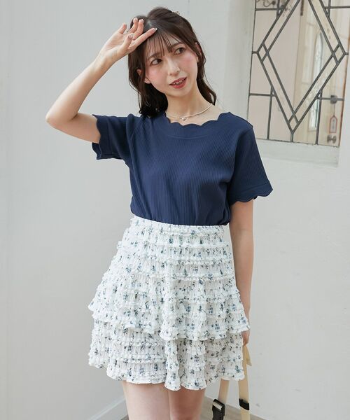 MAJESTIC LEGON(マジェスティックレゴン)の「カットレースフリルミニスカパン(スカート・レディース・ブラック/アイボリー/ホワイト系その他2/オフホワイト・MEDIUM)」の4枚目の写真