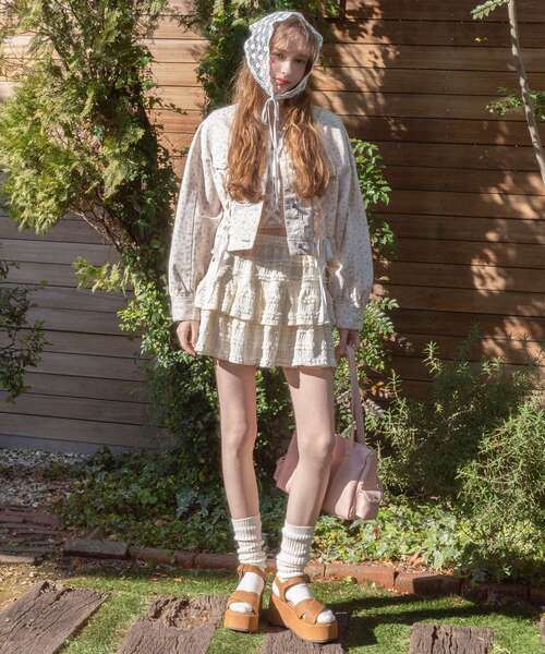 MAJESTIC LEGON(マジェスティックレゴン)の「カットレースフリルミニスカパン(スカート・レディース・ブラック/アイボリー/ホワイト系その他2/オフホワイト・MEDIUM)」の8枚目の写真