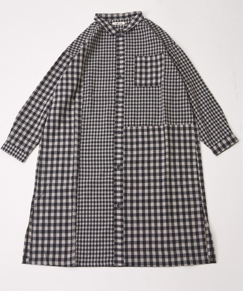 CUBE SUGAR（キューブシュガー）の「ギンガムチェック組合せ切替シャツワンピース（シャツワンピース・レディース・カーキ/ブラック/ブルー・M）」の18枚目の写真