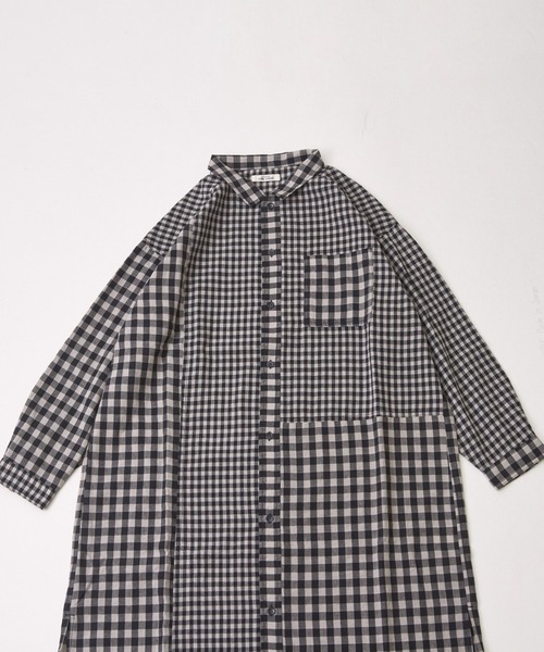 CUBE SUGAR（キューブシュガー）の「ギンガムチェック組合せ切替シャツワンピース（シャツワンピース・レディース・カーキ/ブラック/ブルー・M）」の19枚目の写真