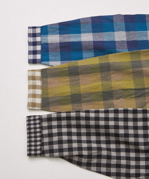 CUBE SUGAR（キューブシュガー）の「ギンガムチェック組合せ切替シャツワンピース（シャツワンピース・レディース・カーキ/ブラック/ブルー・M）」の17枚目の写真