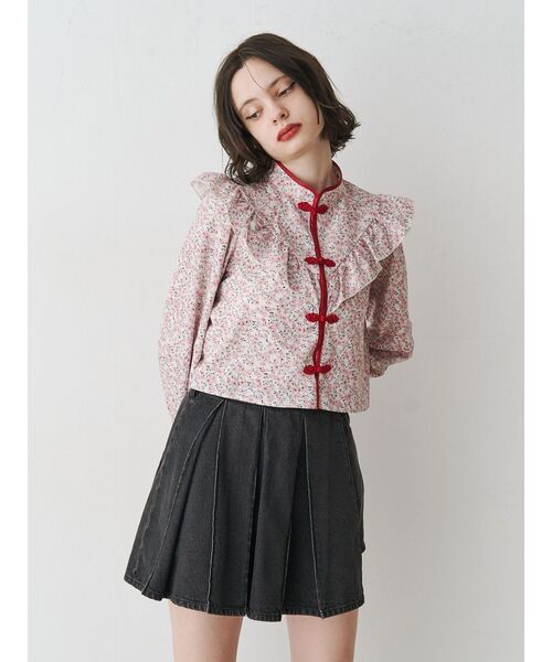 jouetie（ジュエティ）の「フリルショートチャイナシャツ（シャツ/ブラウス・レディース・ブラック/オフホワイト/ピンク/ブラウン・MEDIUM）」の12枚目の写真