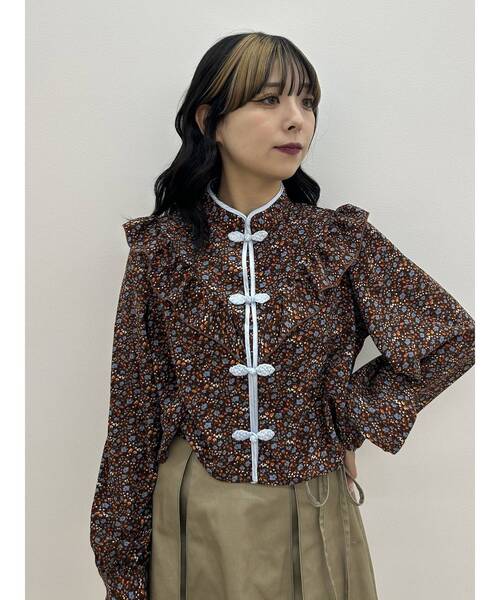 jouetie（ジュエティ）の「フリルショートチャイナシャツ（シャツ/ブラウス・レディース・ブラック/オフホワイト/ピンク/ブラウン・MEDIUM）」の15枚目の写真