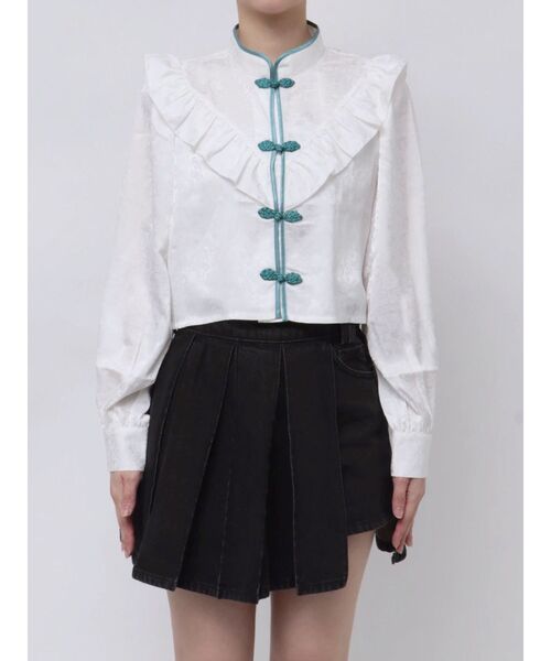 jouetie（ジュエティ）の「フリルショートチャイナシャツ（シャツ/ブラウス・レディース・ブラック/オフホワイト/ピンク/ブラウン・MEDIUM）」の21枚目の写真