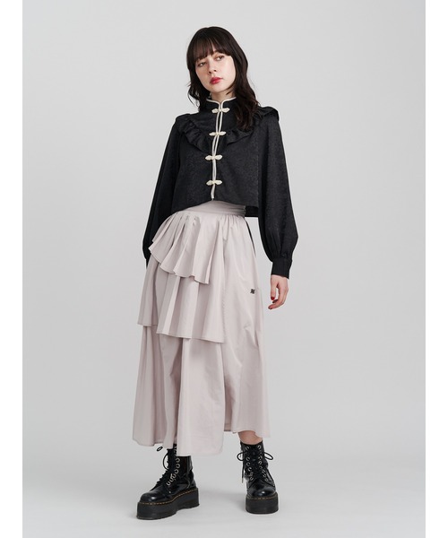 jouetie（ジュエティ）の「フリルショートチャイナシャツ（シャツ/ブラウス・レディース・ブラック/オフホワイト/ピンク/ブラウン・MEDIUM）」の5枚目の写真