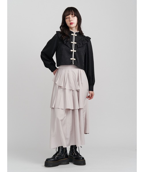 jouetie（ジュエティ）の「フリルショートチャイナシャツ（シャツ/ブラウス・レディース・ブラック/オフホワイト/ピンク/ブラウン・MEDIUM）」の7枚目の写真