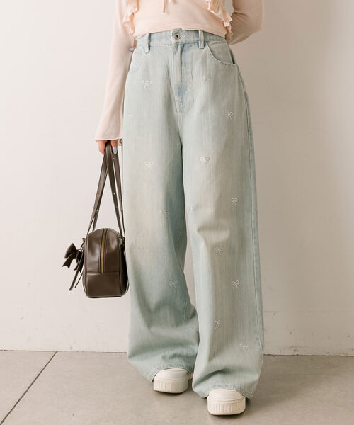 OLIVE des OLIVE(オリーブデオリーブ)の「キラキラリボンデニムパンツ(その他パンツ・レディース・ブルー/サックスブルー/ブラック・SMALL/MEDIUM)」の21枚目の写真