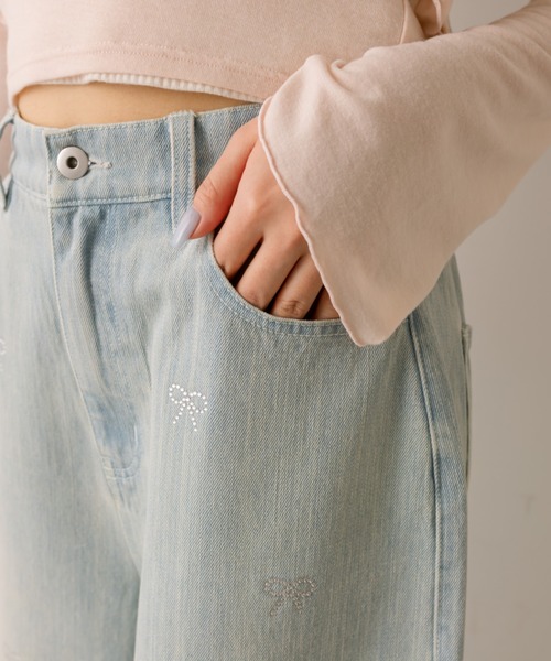 OLIVE des OLIVE(オリーブデオリーブ)の「キラキラリボンデニムパンツ(その他パンツ・レディース・ブルー/サックスブルー/ブラック・SMALL/MEDIUM)」の8枚目の写真
