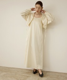 ROPE'（ロペ）の「【洗える】シャイニーサテンキャミワンピース（ドレス）」