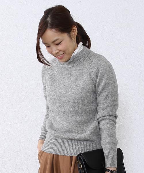 coen（コーエン）の「ウールアイレットボトルネックニット（ニット/セーター・レディース・グレー/ベージュ・LARGE/MEDIUM）」の2枚目の写真