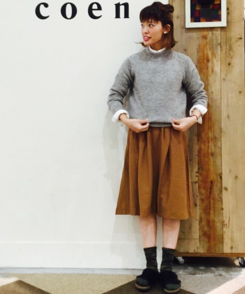 coen（コーエン）の「ウールアイレットボトルネックニット（ニット/セーター・レディース・グレー/ベージュ・LARGE/MEDIUM）」の17枚目の写真