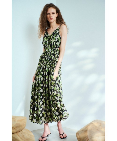 Alicia Long Dress シャーリングカットアウトドレス（ワンピース