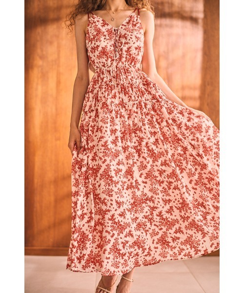 Alicia Long Dress シャーリングカットアウトドレス（ワンピース