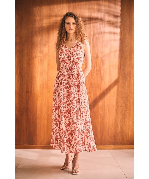 Alicia Long Dress シャーリングカットアウトドレス（ワンピース