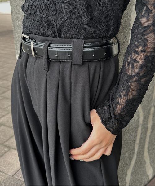 LVEU.(ラブユ.)の「【LVEU.】タックワイドスラックス / ボトムス パンツ スラックス タック ワイド ベルト付き ブラック グレー アイボリー 韓国 韓国ファッション ZOZOTOWN限定(スラックス・レディース・グレー/アイボリー/ブラック・FREE)」の22枚目の写真