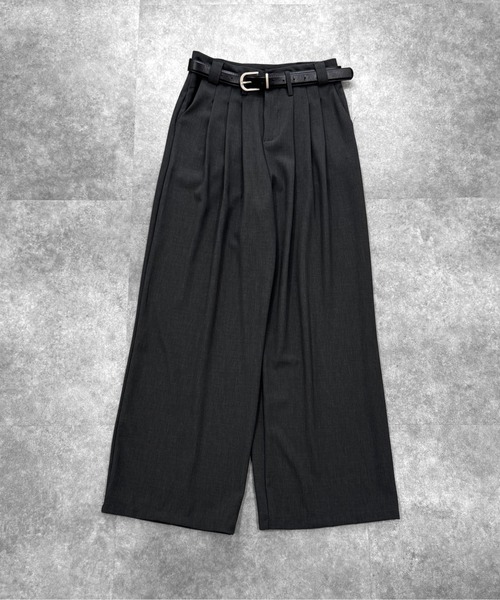 LVEU.(ラブユ.)の「【LVEU.】タックワイドスラックス / ボトムス パンツ スラックス タック ワイド ベルト付き ブラック グレー アイボリー 韓国 韓国ファッション ZOZOTOWN限定(スラックス・レディース・グレー/アイボリー/ブラック・FREE)」の17枚目の写真