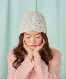 かきぶちももの × kaorinomori アールニット ニット帽　ホワイト かきぶちももの meets kaorinomori コラボレーションアイテムを