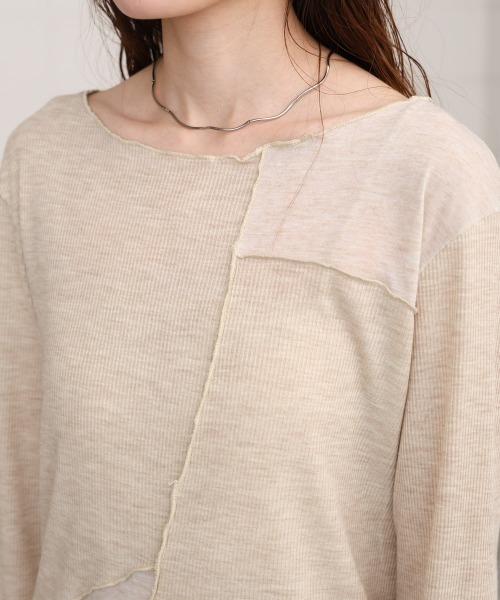 Bab(バブ)の「ブロック切替カットソー(Tシャツ/カットソー・レディース・ベージュ/ホワイト系その他/ブラック・FREE)」の4枚目の写真