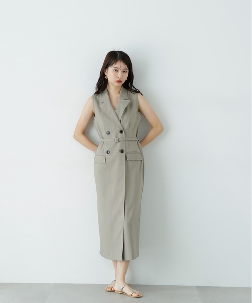 N.(N. Natural Beauty Basic)(エヌエヌナチュラルビューティーベーシック)の「【PS/低身長サイズ】ノースリーブトレンチワンピース(ワンピース・レディース・チャコールグレー/ベージュ・MEDIUM/SMALL/P/S)」の11枚目の写真