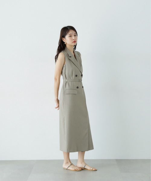 N.(N. Natural Beauty Basic)(エヌエヌナチュラルビューティーベーシック)の「【PS/低身長サイズ】ノースリーブトレンチワンピース(ワンピース・レディース・チャコールグレー/ベージュ・MEDIUM/SMALL/P/S)」の12枚目の写真