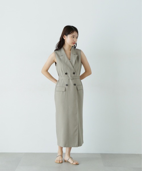N.(N. Natural Beauty Basic)(エヌエヌナチュラルビューティーベーシック)の「【PS/低身長サイズ】ノースリーブトレンチワンピース(ワンピース・レディース・チャコールグレー/ベージュ・MEDIUM/SMALL/P/S)」の14枚目の写真