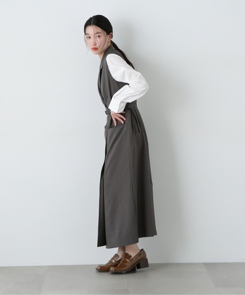 N.(N. Natural Beauty Basic)(エヌエヌナチュラルビューティーベーシック)の「【PS/低身長サイズ】ノースリーブトレンチワンピース(ワンピース・レディース・チャコールグレー/ベージュ・MEDIUM/SMALL/P/S)」の6枚目の写真