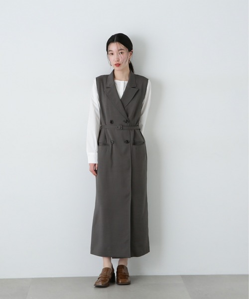 N.(N. Natural Beauty Basic)(エヌエヌナチュラルビューティーベーシック)の「【PS/低身長サイズ】ノースリーブトレンチワンピース(ワンピース・レディース・チャコールグレー/ベージュ・MEDIUM/SMALL/P/S)」の7枚目の写真