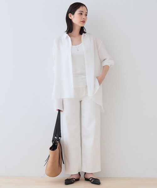 INDIVI（インディヴィ）の「【洗える／凹凸素材】ハンカチーフヘム エアリーブラウス（シャツ/ブラウス・レディース・ホワイト/ブラック/オレンジ/ブルーグリーン・38/34/05/15 /13/03）」の8枚目の写真