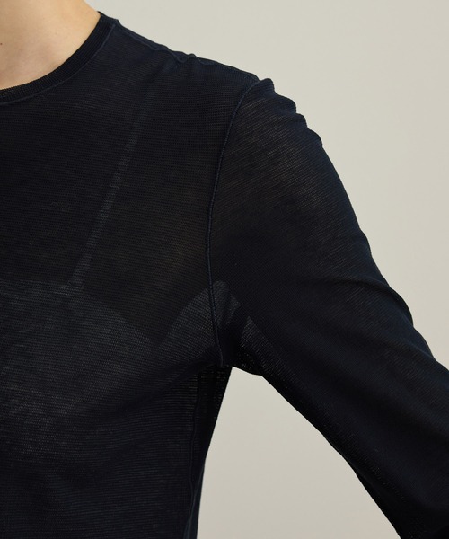 ROPE'(ロペ)の「【洗える】ドライタッチシアーロングスリーブカットソー(Tシャツ/カットソー・レディース・ホワイト/ブラック・FREE)」の13枚目の写真