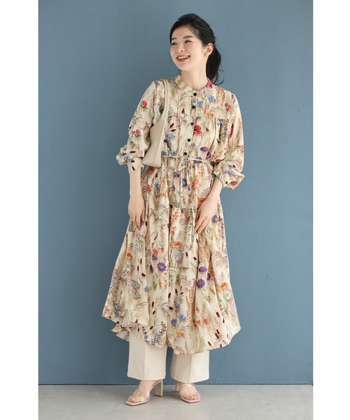 cawaii（カワイイ）の「季節を彩る花集めティアードロングワンピース（紐リボン付き）長袖バージョン（ワンピース・レディース・ベージュ・FREE）」の10枚目の写真